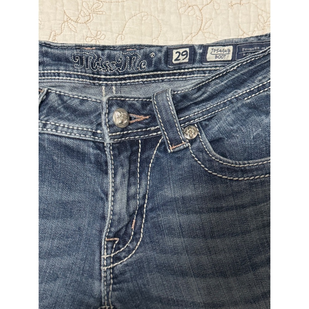 Miss Me Jeans 29 Bootcut Embellished Cross Bling Western JP5494B Boot